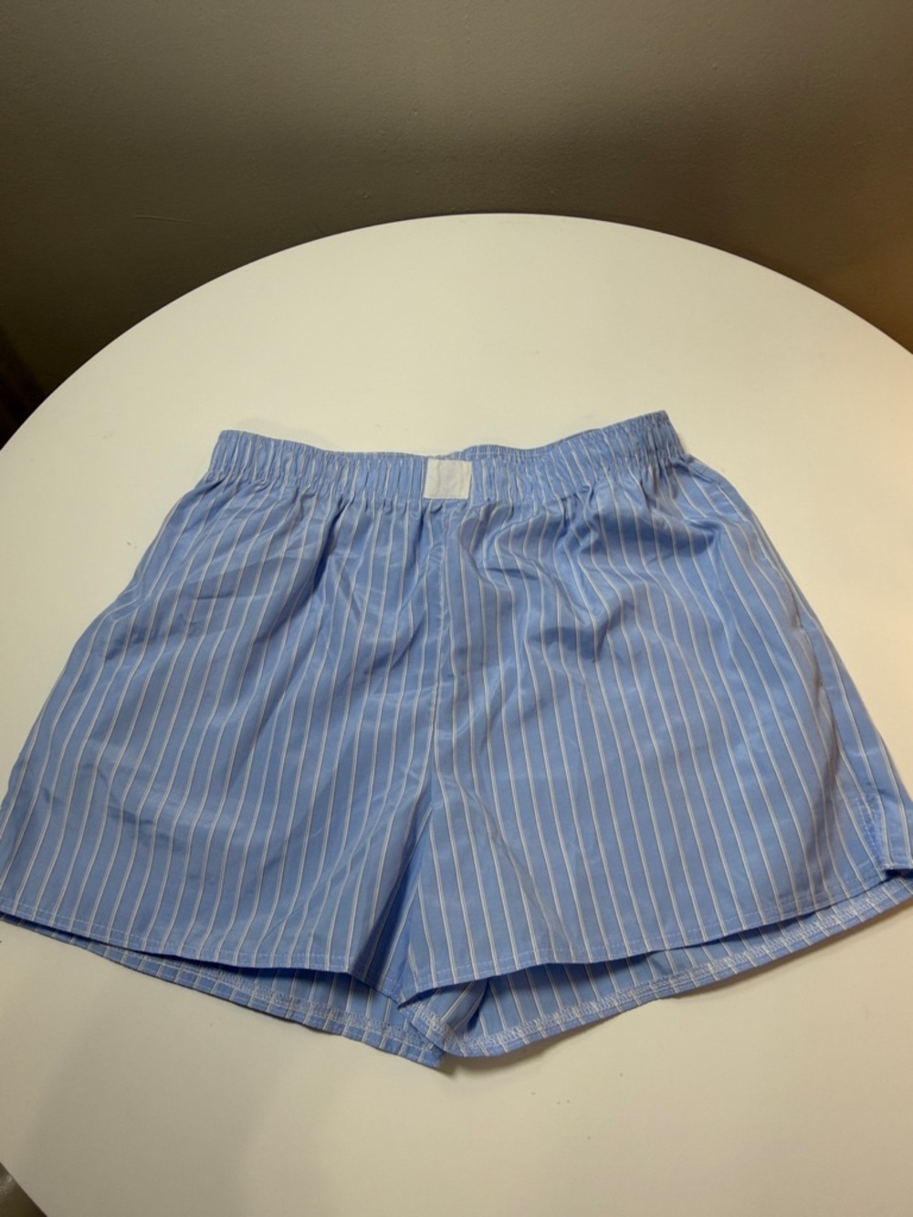 Fashion Nova Blue and White Pinstripe Athletic Shorts